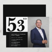 白黒53番目の誕生日招待状写真 招待状 (正面/裏面)