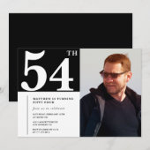 白黒54歳の誕生日招待状写真 招待状 (正面/裏面)