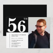 白黒56歳の誕生日招待状写真 招待状 (正面/裏面)