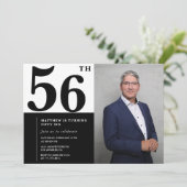 白黒56誕生日招待状写真 招待状 (スタンド正面)