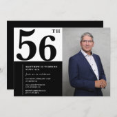 白黒56誕生日招待状写真 招待状 (正面/裏面)