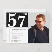 白黒57歳の誕生日招待状写真 招待状 (正面)