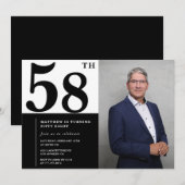 白黒58誕生日招待状写真 招待状 (正面/裏面)