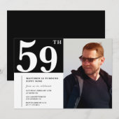 白黒59歳の誕生日招待状写真 招待状 (正面/裏面)