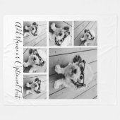 白黒6フォトコラージュ – - – カラーを編集できる フリースブランケット (正面(横))