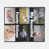 白黒6写真家族コラージュ写真 フリースブランケット (正面(横))