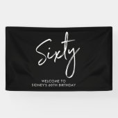 白黒60歳のモダン誕生日パーティバナー 横断幕 (横)