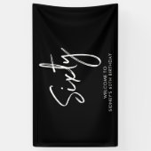 白黒60歳のモダン誕生日パーティバナー 横断幕 (縦)