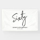 白黒60歳のモダン誕生日パーティバナー 横断幕 (横)