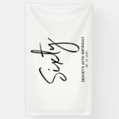 白黒60歳のモダン誕生日パーティバナー 横断幕 (縦)