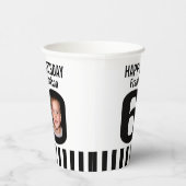 白黒60歳の誕生日カスタム写真紙カップ 紙コップ (右)