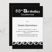 白黒60歳の誕生日パーティー 招待状 (正面/裏面)