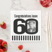 白黒60歳の誕生日フォトナプキン スタンダードランチョンナプキン (インサイチュ)
