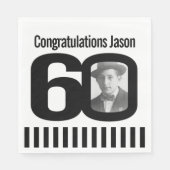 白黒60歳の誕生日フォトナプキン スタンダードランチョンナプキン (正面)