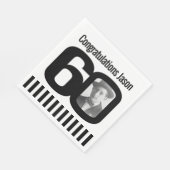 白黒60歳の誕生日フォトナプキン スタンダードランチョンナプキン (角)