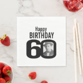白黒60歳の誕生日フォトナプキン スタンダードランチョンナプキン (インサイチュ)