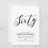 白黒60歳ミニマル誕生日パーティー 招待状 (正面)