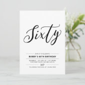 白黒60歳ミニマル誕生日パーティー 招待状 (スタンド正面)