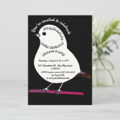 白黒60誕生日かわいい鳥ディナーパーティー 招待状 (スタンド正面)