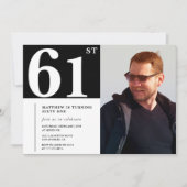 白黒61歳の誕生日招待状写真 招待状 (正面)