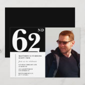 白黒62歳の誕生日招待状写真 招待状 (正面/裏面)
