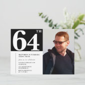 白黒64歳の誕生日招待状写真 招待状 (スタンド正面)