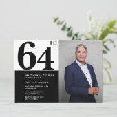 白黒64誕生日招待状写真 招待状 (スタンド正面)