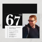 白黒67歳の誕生日招待状の写真 招待状 (正面/裏面)
