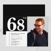 白黒68歳の誕生日招待状写真 招待状 (正面/裏面)