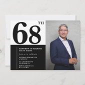 白黒68誕生日招待状写真 招待状 (正面)
