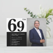 白黒69歳の誕生日招待状の写真 招待状 (スタンド正面)