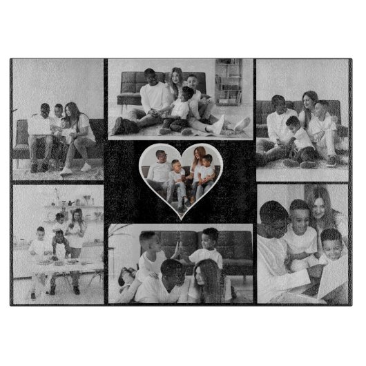 白黒7フォトコラージュ カッティングボード (正面)