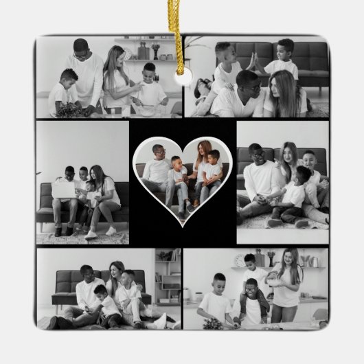 白黒7フォトコラージュ セラミックオーナメント (正面)