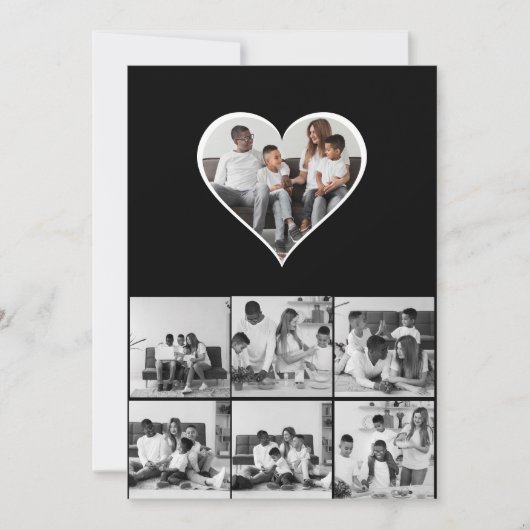 白黒7枚の写真コラージュ シーズンカード (正面)