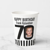 白黒70歳の誕生日カスタム写真 紙コップ (裏面)