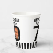 白黒70歳の誕生日カスタム写真 紙コップ (左)