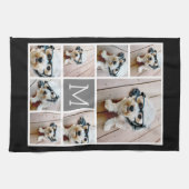 白黒8フォトコラージュクラシックモノグラム キッチンタオル (横)