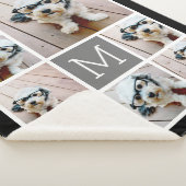 白黒8フォトコラージュ – クラシックモノグラム シェルパブランケット (3/4)