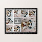 白黒8フォトコラージュ – クラシックモノグラム ジグソーパズル (横)