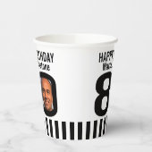 白黒80歳の誕生日カスタム写真 紙コップ (左)