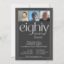 白黒80歳の誕生日パーティーへの招待