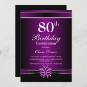 白黒80誕生祝い 招待状 (正面/裏面)