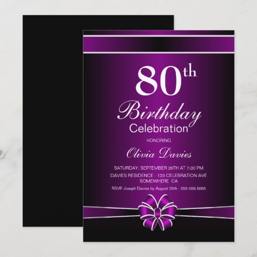 白黒80誕生祝い 招待状 (正面/裏面)