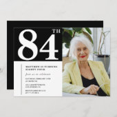 白黒84歳の誕生日招待状写真 招待状 (正面/裏面)