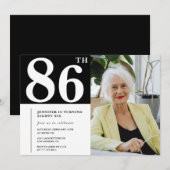 白黒86歳の誕生日招待状写真 招待状 (正面/裏面)