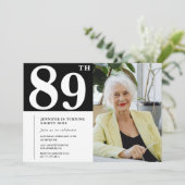 白黒89歳の誕生日招待状写真 招待状 (スタンド正面)
