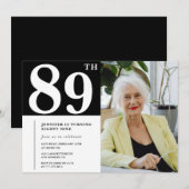 白黒89歳の誕生日招待状写真 招待状 (正面/裏面)