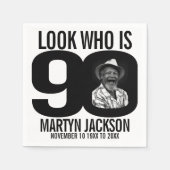 白黒90歳の誕生日の写真は誰か スタンダードカクテルナプキン (正面)