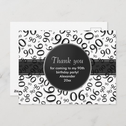 白黒90番目の誕生日番号 ポストカード (正面/裏面)
