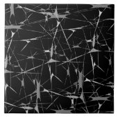 白黒（ばちゃばちゃ）跳ねる抽象芸術プリント タイル (正面)